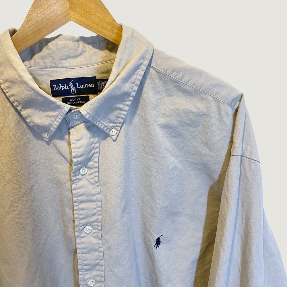 Ralph Lauren Blake Shirt Mens 3X Beige Good Cotton Button Down Long Sleeve
